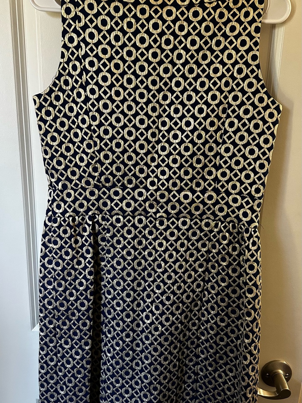 Ralph Lauren Navy Dress with Gold Geometric Print - Picture 4 of 5